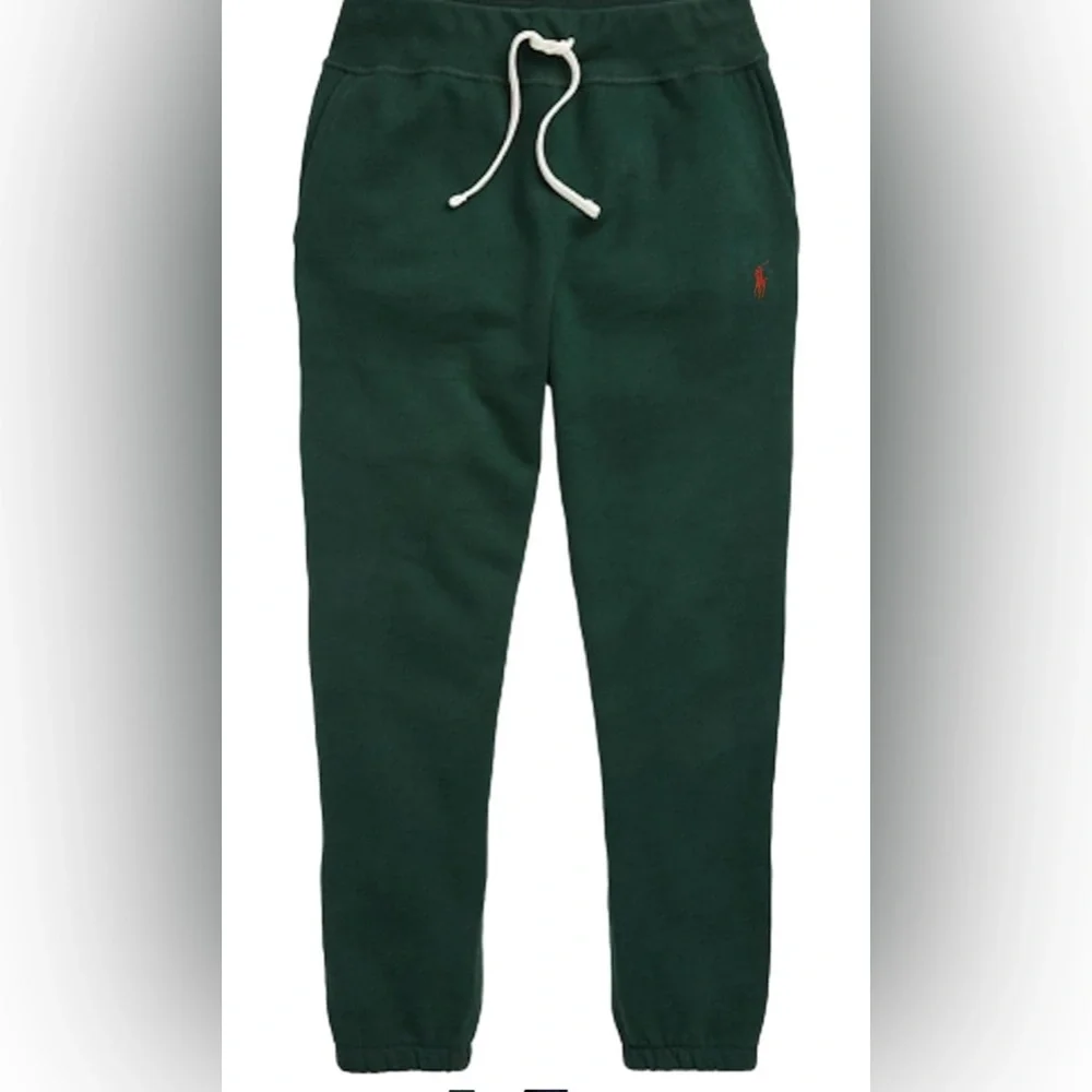 POLO RALPH LAUREN RL Athletic Fleece Sweatpants/Joggers Green Orange Pony - Picture 2 of 14